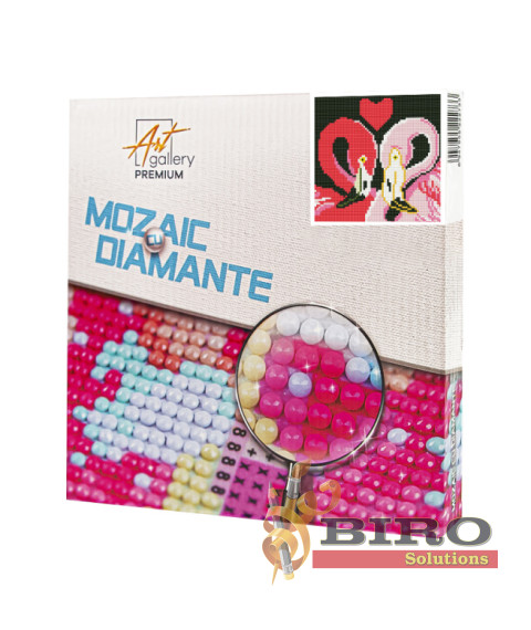 Flamingo iubirii, 20х20 cm, mozaic cu diamante